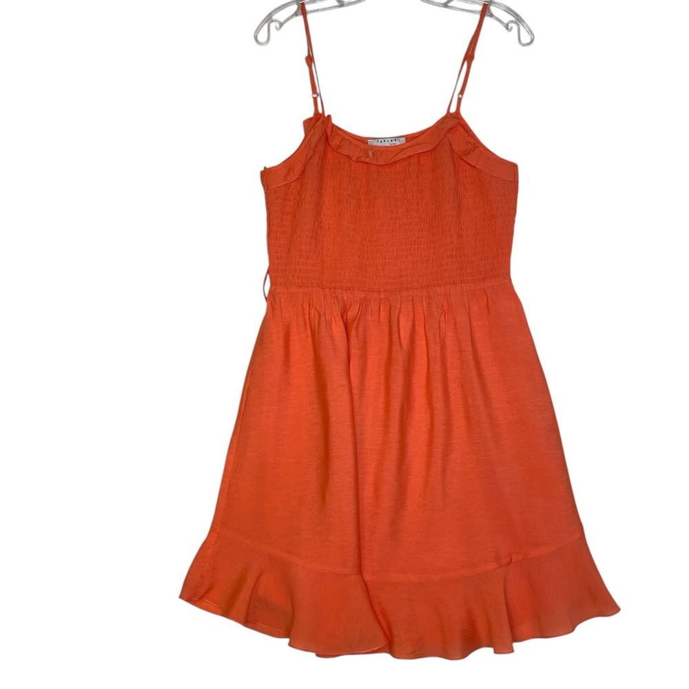 Favlux Mini Sundress Dress L Coral Spaghetti Straps Smocked Beach Coastal Resort